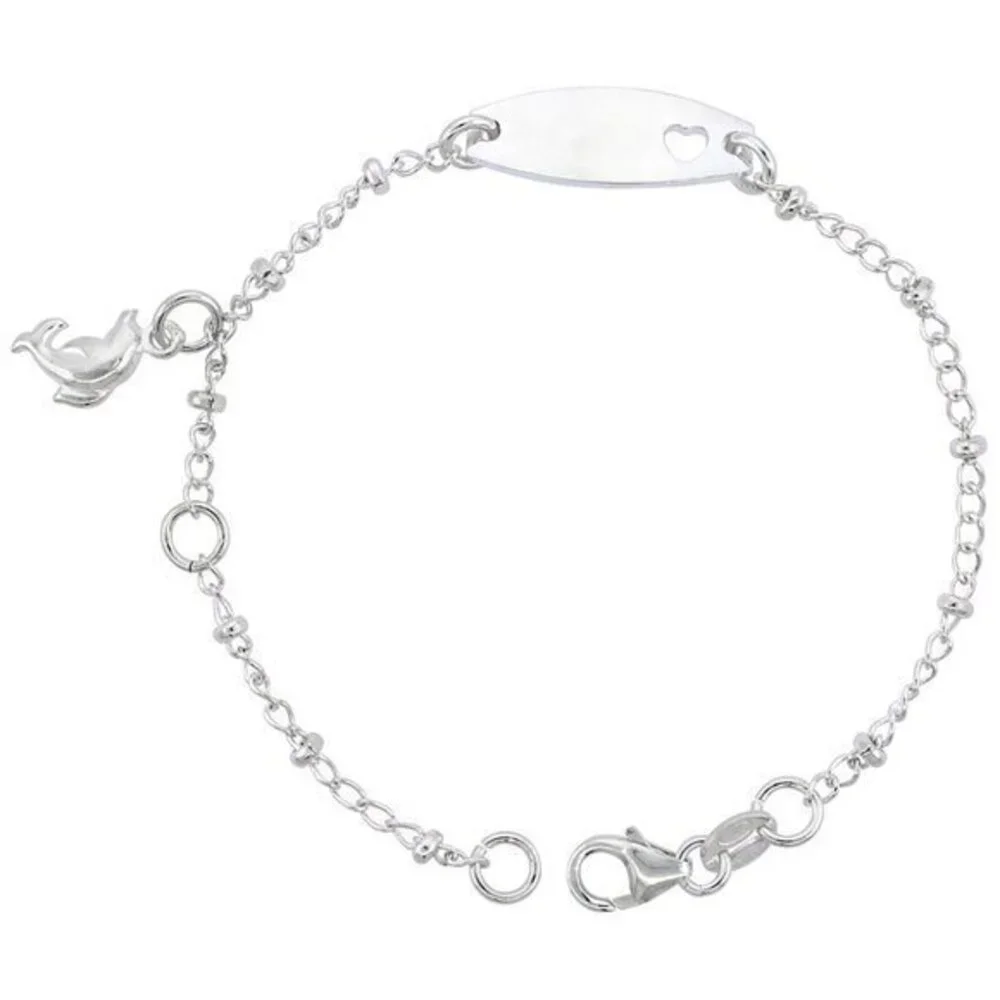 Sterling Silver Baby ID Bracelet Heart Dolphin